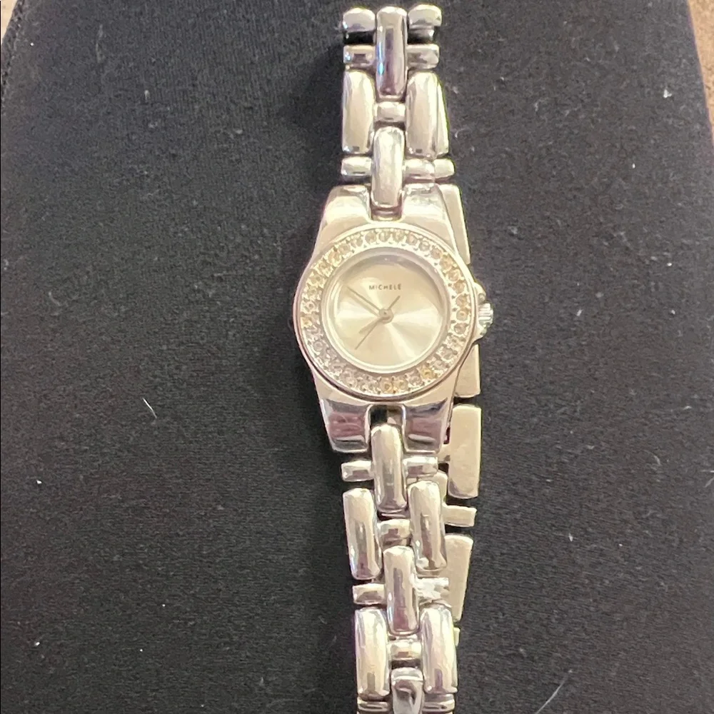 Michele* Silver Watch with Crystal Detailing *most likely a knockoff - Picture 2 of 6